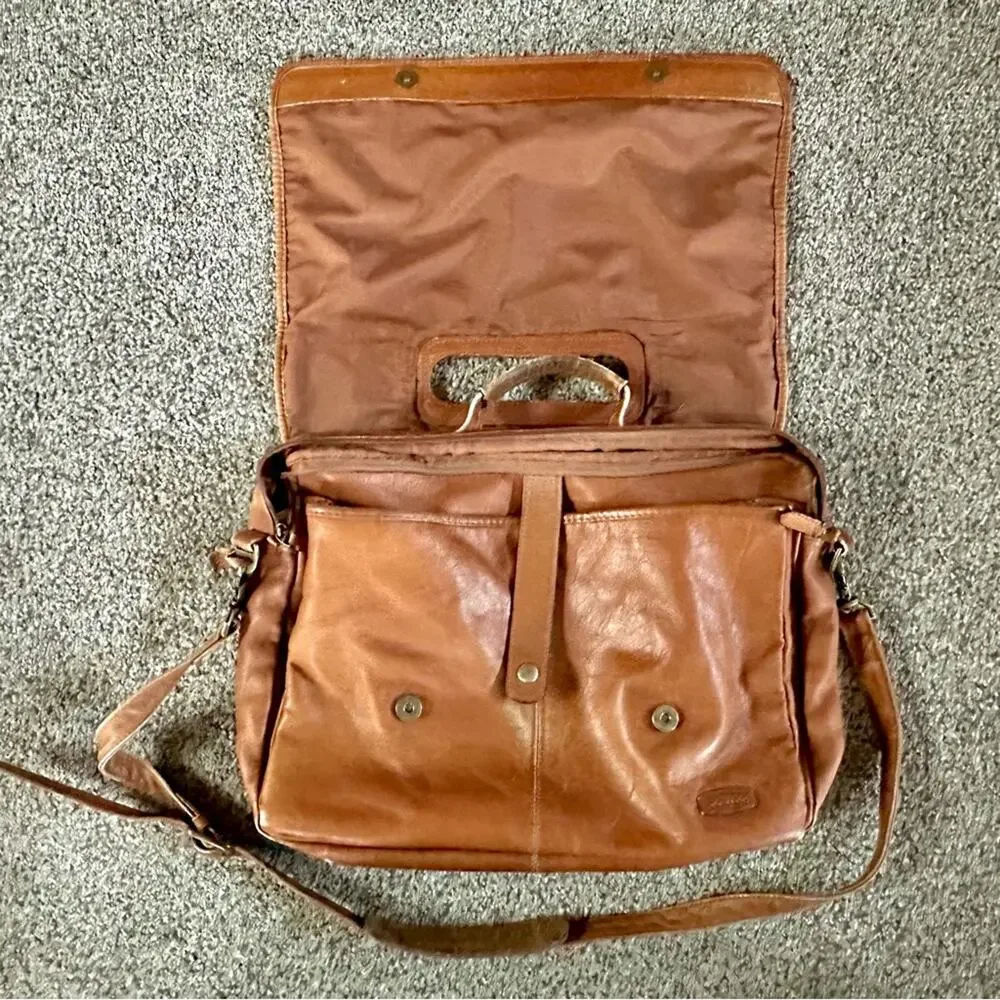 Dorado Brown Leather Messenger Bag Briefcase Satchel Laptop Work Bag Vintage